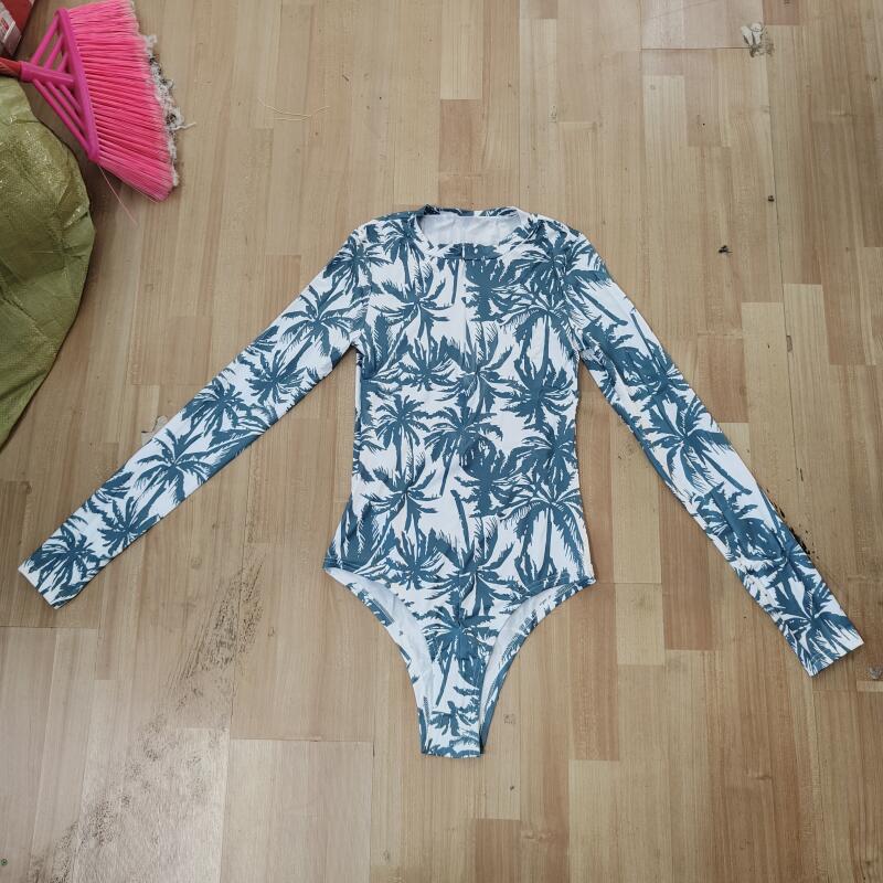 Tropical Palm Print Bodysuits  - Swim Trunk Quick Dry 评论和价格