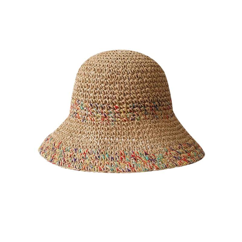 Women Handwoven Rainbow Straw  - Bucket Hat Straw 评论和价格