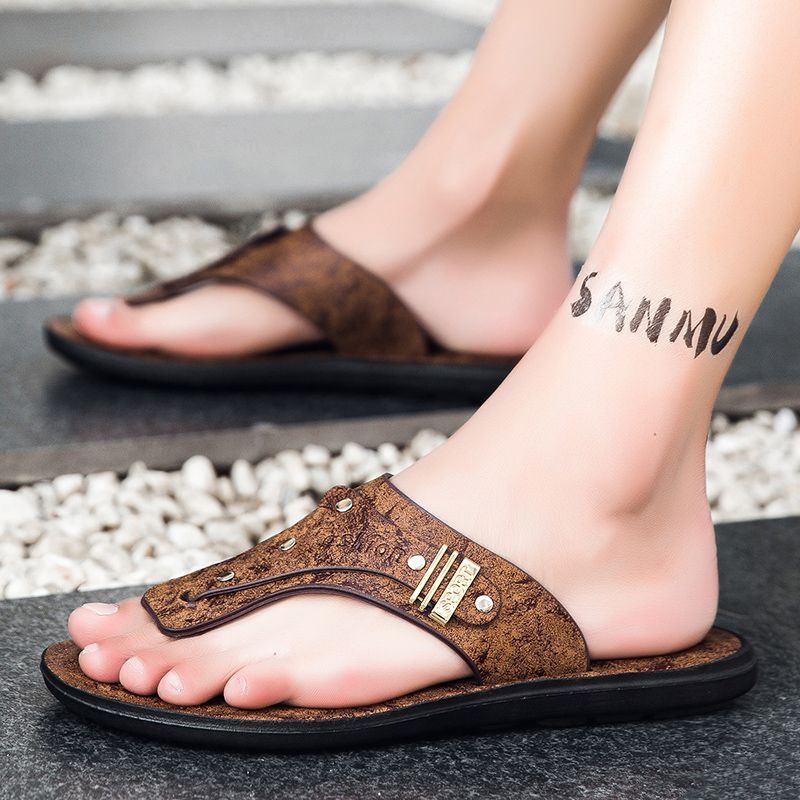 2026 New Men's Flip Flops Genu - Flip Flop Leather Men 评论和价格